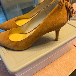 Marc Fisher Tan with tassel suede heels
